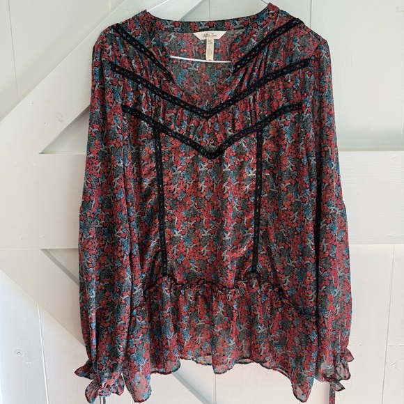 Matilda Jane Tops - Matilda Jane Carol Tunic Blouse Gypsy Sz XL Boho Floral Long Sleeves Peasant Top